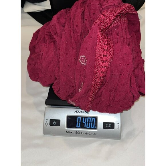 LIV Los Angeles Burgundy Elastic Sleeve Embroidered Boho Blouse Women's Size 2X - Picture 9 of 9